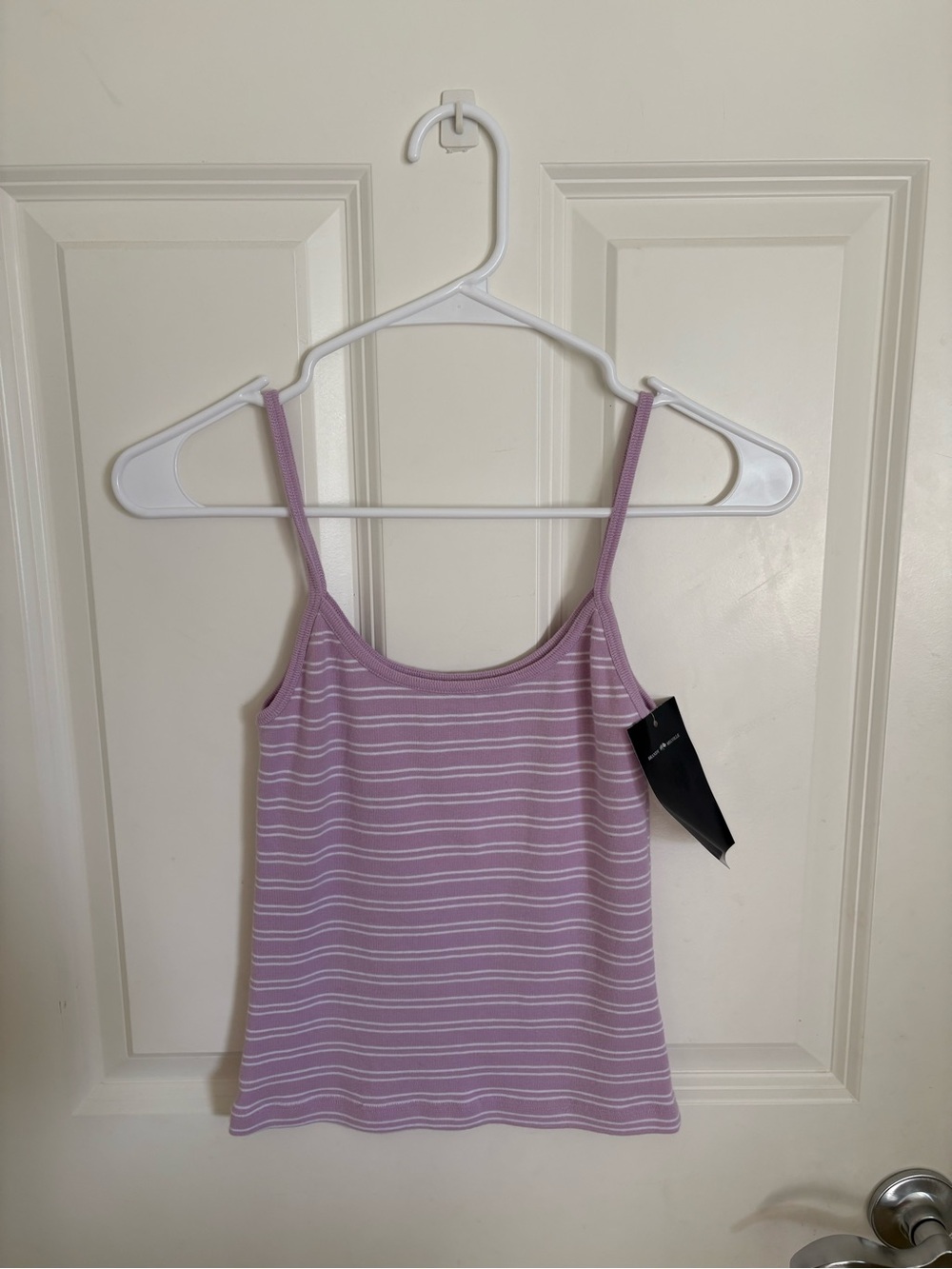 Brandy Melville Lilac and White Striped Tank Top